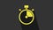 Yellow Stopwatch icon isolated on grey background. Time timer sign. Chronometer sign. 4K Video motion graphic animation