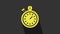 Yellow Stopwatch icon isolated on grey background. Time timer sign. Chronometer sign. 4K Video motion graphic animation