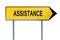 Yellow street concept assistance sign