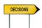 Yellow street concept decisions sign