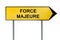 Yellow street concept force majeure sign