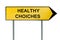 Yellow street concept healthy choices sign