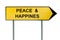 Yellow street concept peace and happines sign