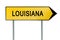 Yellow street concept sign Louisiana isolated on white