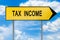 Yellow street concept tax income sign