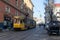Yellow Streetcar in down town Lviv, Ukraine