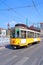 YELLOW STREETCAR IN MILAN CITY IN ITALY