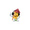 Yellow stripes fireworks rocket cute cartoon character design with headphone