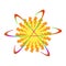 The yellow stylized sun. Solar energy icon