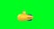 Yellow submarine moves on green chroma key. 4K resolution. 3D Illustration.