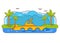 Yellow submarine.Sea adventure trip. Underwater ship.Flat line art vector. Window and periscope.Cartoon bathyscaphe icon