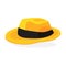 Yellow summer hat icon. Accessory for the protection
