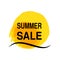 Yellow sun with sea wave. Watercolor grunge sun symbol. Summer offer Label. Sale symbol. Dirty spot.