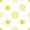 Yellow sun vector seamless pattern