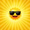 Yellow Sunburst Background With Sun With Sunglasses