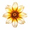 Yellow Sunflower X-ray: Digitally Manipulated 3d Illustration On White Background