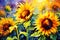 Yellow SunFlowers Brush Strokes Painting