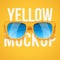 Yellow sunglasses on yellow background.