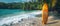 Yellow Surfboard on Sandy Beach