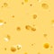 Yellow swiss cheese with holes seamless background vector illustration