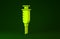 Yellow Syringe icon isolated on green background. Syringe for vaccine, vaccination, injection, flu shot. Medical