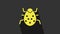 Yellow System bug concept icon isolated on grey background. Code bug concept. Bug in the system. Bug searching. 4K Video