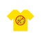Yellow t-shirt. No drugs allowed. Drugs, marijuana leaf with forbidden sign - no drug. Drugs icon in prohibition red circle.