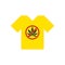 Yellow t-shirt. No drugs allowed. Marijuana leaf with forbidden sign - no drug. Drugs icon in prohibition red circle.