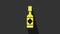 Yellow Tabasco sauce icon isolated on grey background. Chili cayenne spicy pepper sauce. 4K Video motion graphic