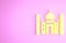 Yellow Taj Mahal mausoleum in Agra, Indiaicon isolated on pink background. Minimalism concept. 3d illustration 3D render