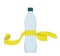 Yellow tape measure and water bottle. slimming concept. vector illustration.