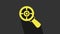 Yellow Target financial goal concept with magnifying glass icon isolated on grey background. Symbolic goals achievement