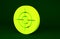 Yellow Target sport icon isolated on green background. Clean target with numbers for shooting range or shooting