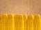 Yellow tasty corn over linen texture