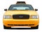 Yellow taxi car front view.