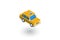 Yellow taxi car isometric flat icon. 3d vector
