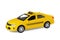 Yellow taxi car model on white