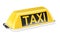 Yellow taxi car signboard, 3D rendering