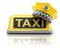 Yellow taxi driver cap on taxi car roof sign