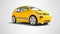 Yellow taxi electric car isolated 3d render on gray background w