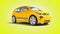 Yellow taxi electric car isolated 3d render on yellow background