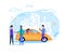 Yellow Taxi Order or Share. Flat Line Illustration