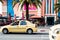 Yellow taxi outside Marrakech menara mall