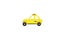 The yellow taxi rides on a white background, animation