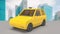 The yellow taxi for transportation or service concept 3d rendering