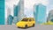 The yellow taxi for transportation or service concept 3d rendering