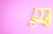 Yellow Taxi tuk tuk icon isolated on pink background. Indian auto rickshaw concept. Delhi auto. Minimalism concept. 3d