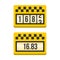Yellow Taximeter Icon Set. Flat Style Vector