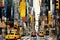 Yellow taxis in Manhattan,  New York is the most populous city in the United States