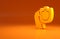 Yellow Telephone handset with security shield icon isolated on orange background. Phone sign. Minimalism concept. 3d